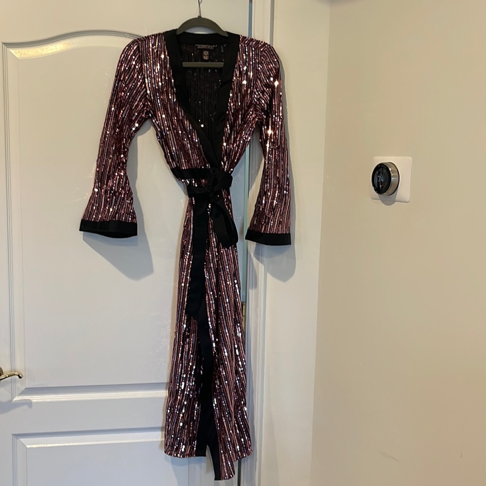 Gorgeous pink sequence wrap around dress